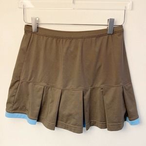 BOLLE Women's Small Tennis Box Pleat Pickleball Skort Skirt Brown Blue